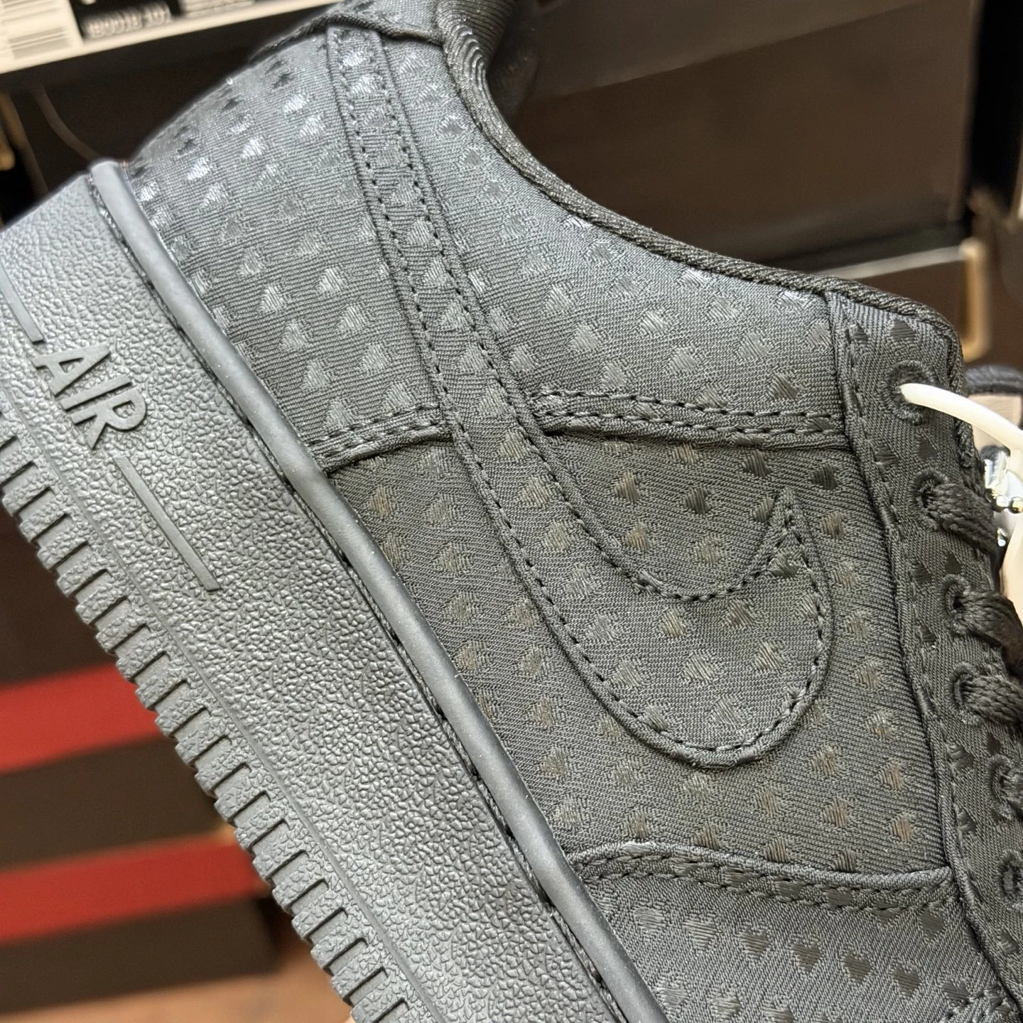 Nike Air Force 1 Low Sneakers – Triple Black Heart Pattern