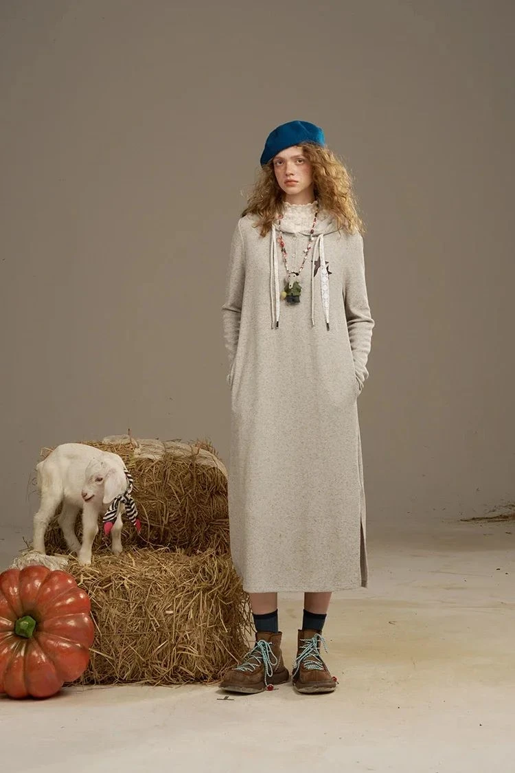 Star Patchwork Striped Mid-Calf Sweatshirt Dress for Women