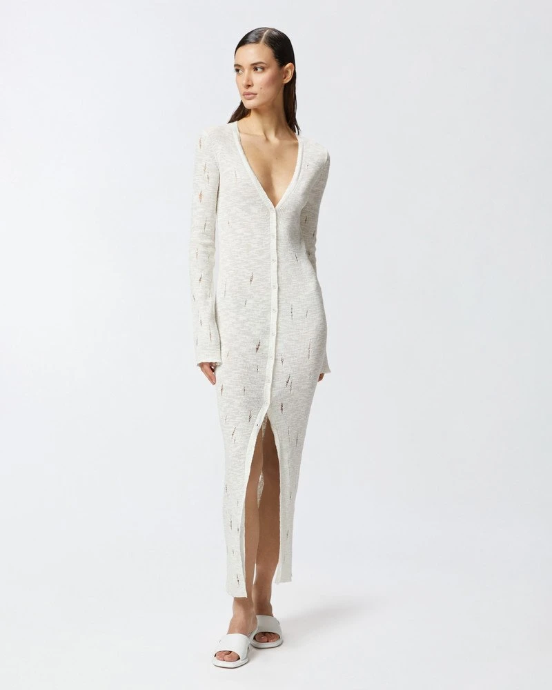 Pinko Long Knit Cardigan Dress with Button Front