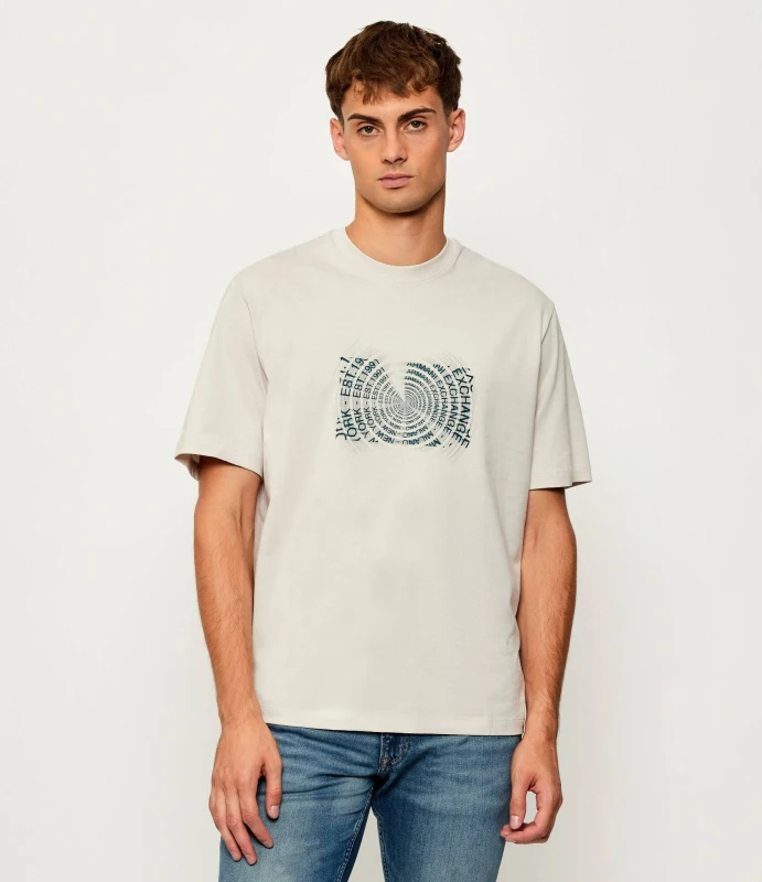 Armani Exchange Men's Printed Beige Cotton T-Shirt – Winter Essential
