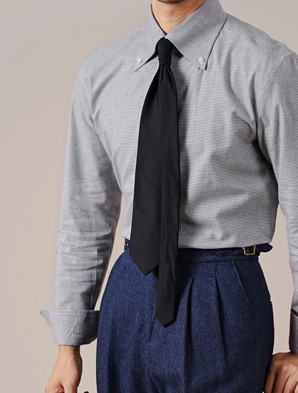 Men’s Italian-Style Cotton Shirt with Large Pointed Collar