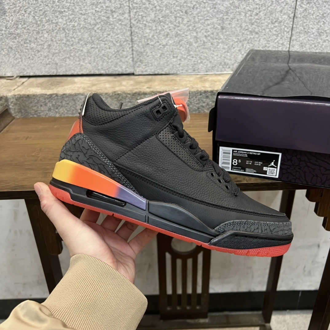Air Jordan 3 Retro "Black Crimson" Sneakers – Black/Crimson Red