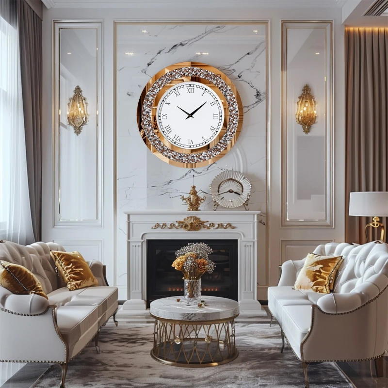 24-Inch Round Mirrored Wall Clock