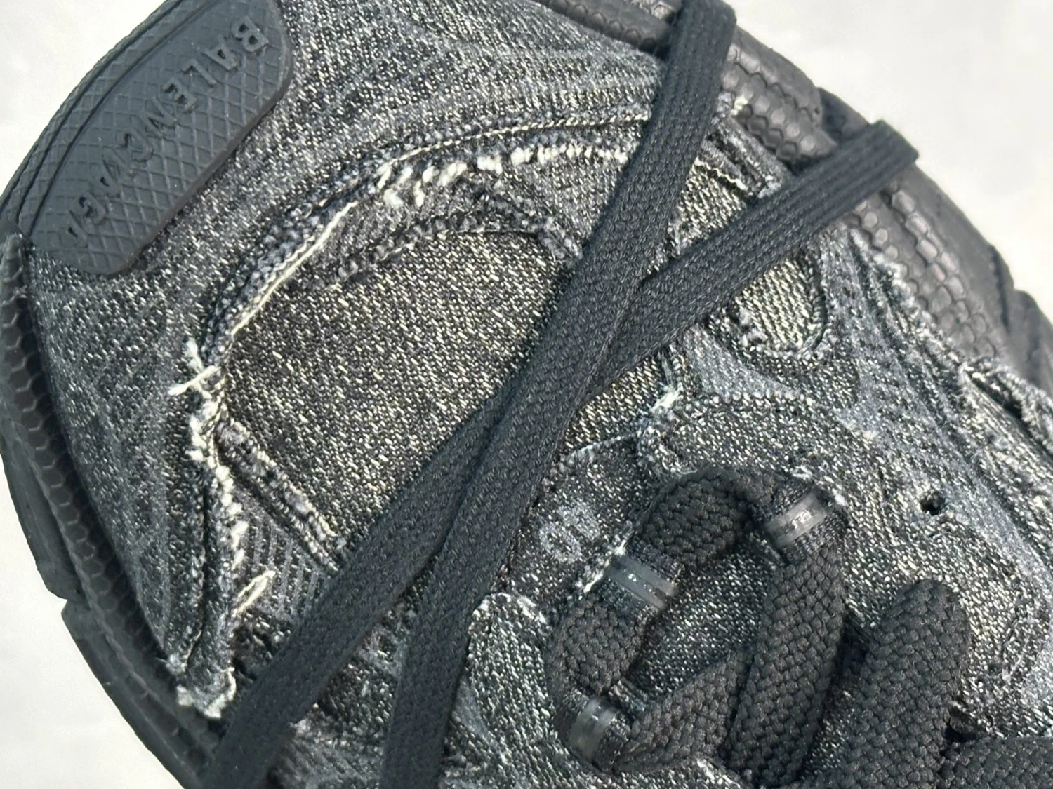 Balenciaga Runner Sneaker – Charcoal Black Distressed Denim Edition