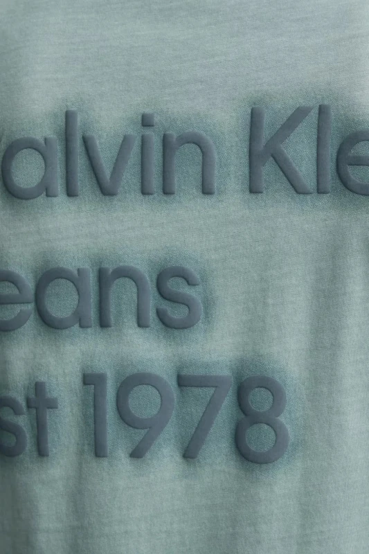 Calvin Klein Jeans Men's Green Printed Cotton T-Shirt