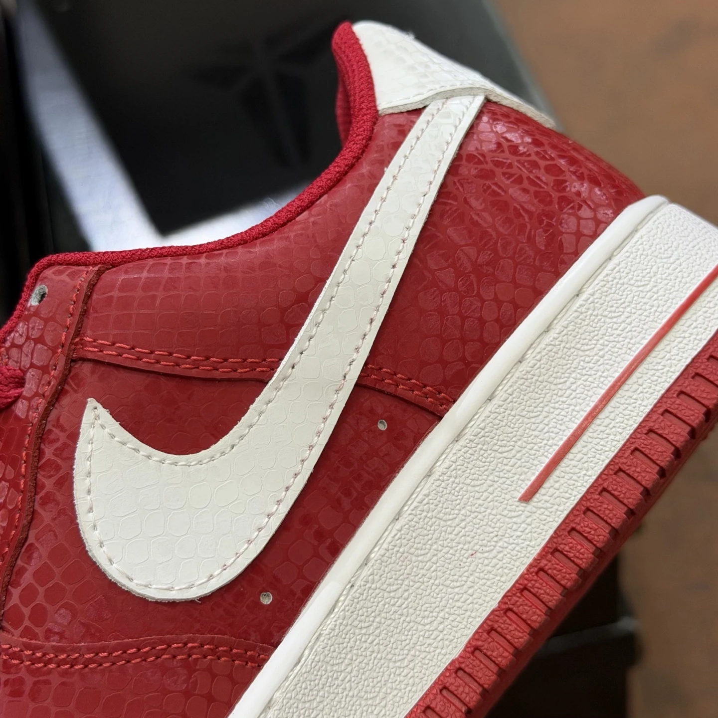 Nike Air Force 1 Low Mamba Edition Sneakers – Red, White & Silver Snakeskin