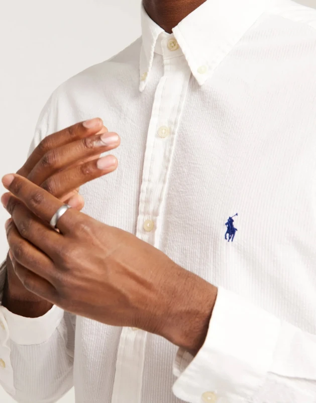 Polo Ralph Lauren White Linen Shirt for Men – Classic Round Neck Long Sleeve