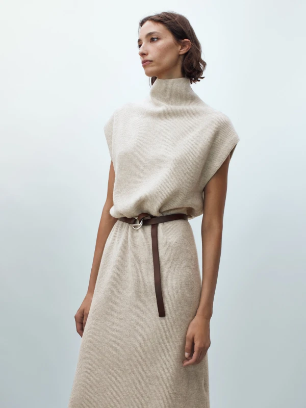 Ethereal Spring Knitted Sleeveless Flowing Dress for Women