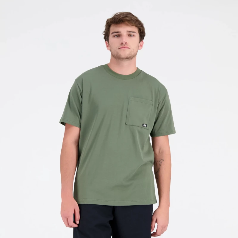 New Balance Men's Green Cotton T-shirt with Pocket