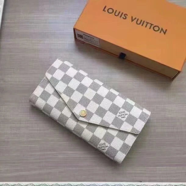 Louis Vuitton Sarah Wallet in Damier Azur White and Grey