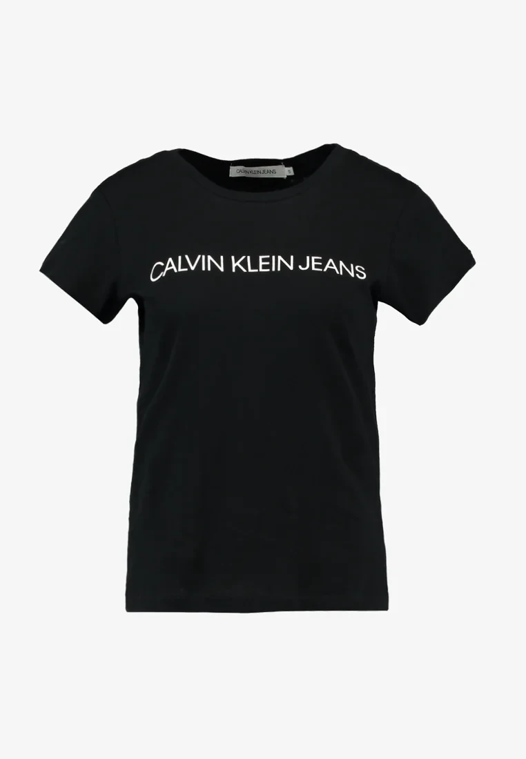Calvin Klein Jeans Women's Black Printed Cotton T-Shirt - Fall/Winter Collection