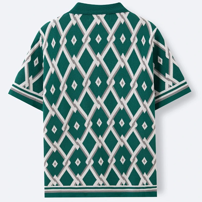 Men's Slim Fit Knitted Argyle Polo Shirt – Vintage Summer Business Style