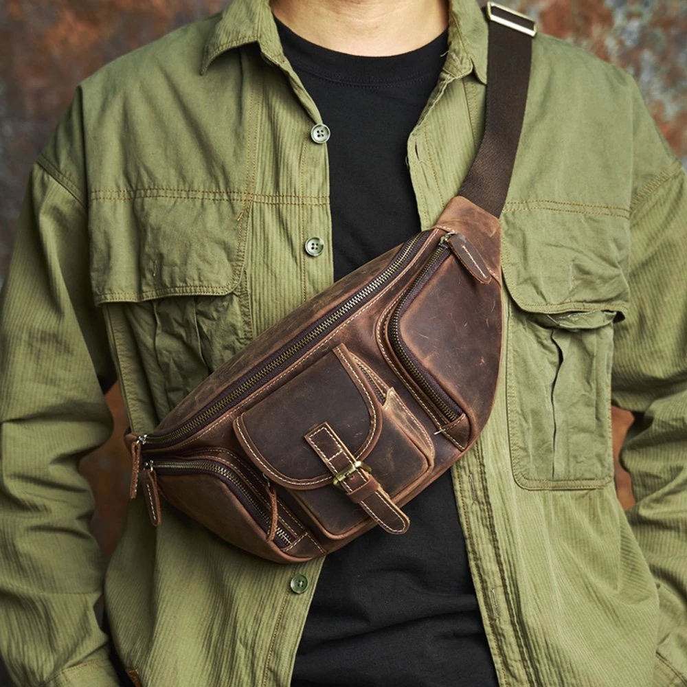 Men's Genuine Leather Chest Bag