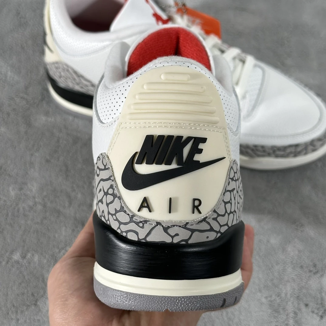 Air Jordan 3 Retro Sneakers – White Cement Grey Fire Red Black