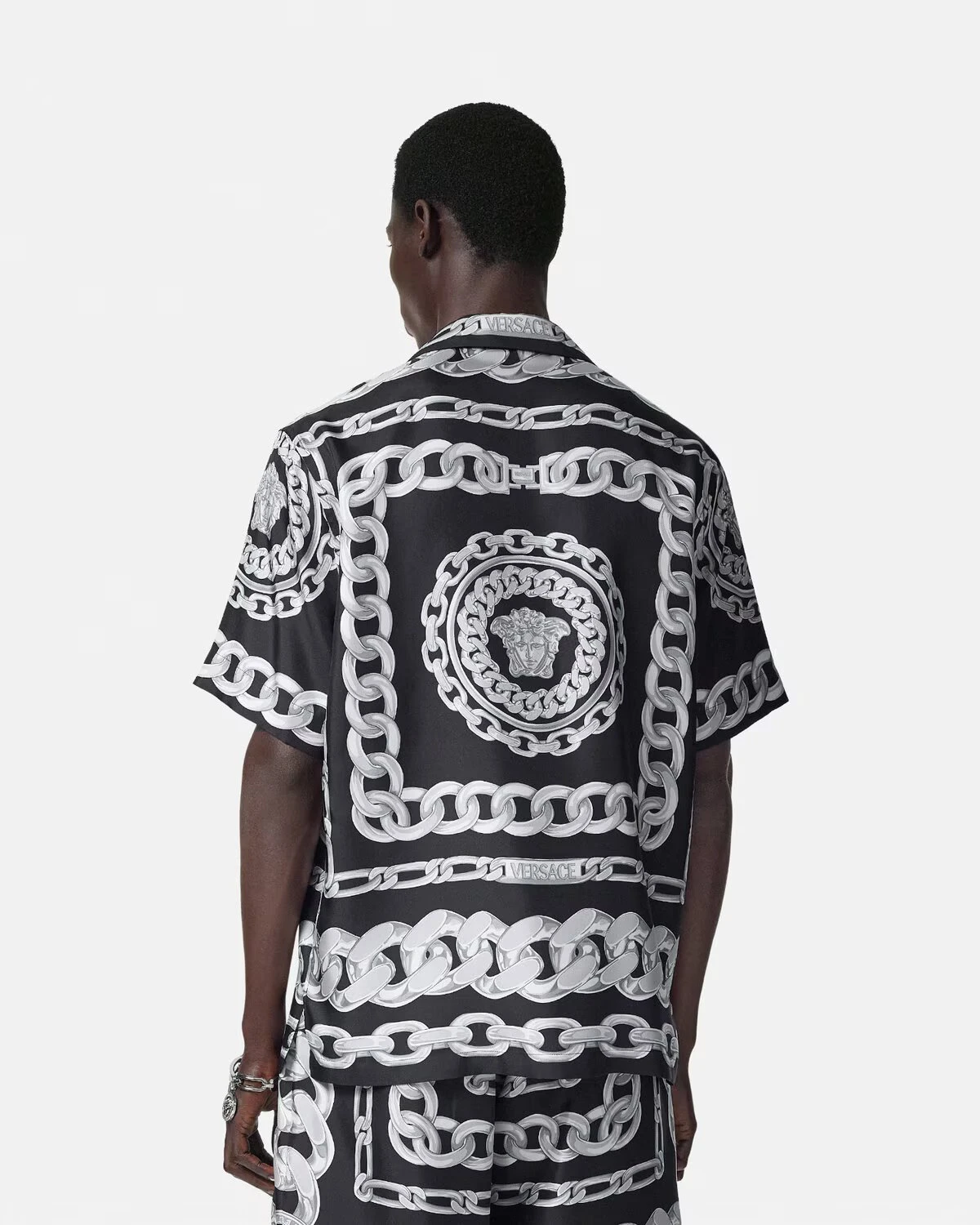Dolce & Gabbana Silk Medusa Shirt - Short Sleeve Cuban Collar Style
