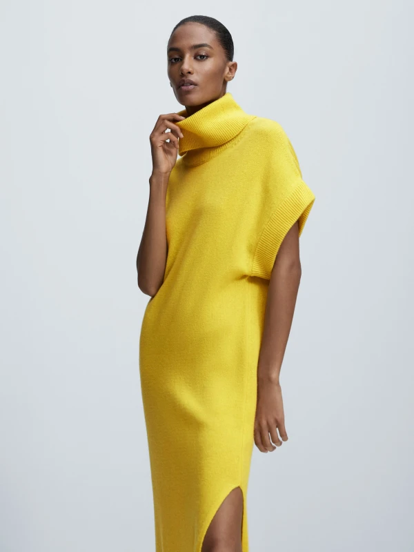 Winter Long Wool-Blend Casual Turtleneck Dress for Women