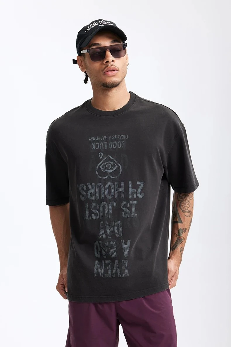 Heavyweight 100% Cotton Letter Print T-Shirt