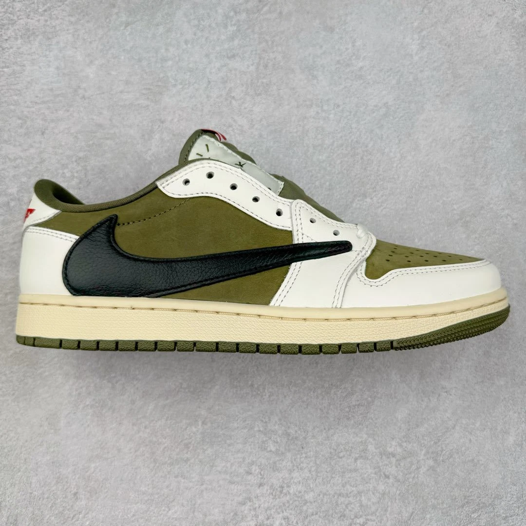 Travis Scott x Air Jordan 1 Low Sneakers – Olive Green White Black