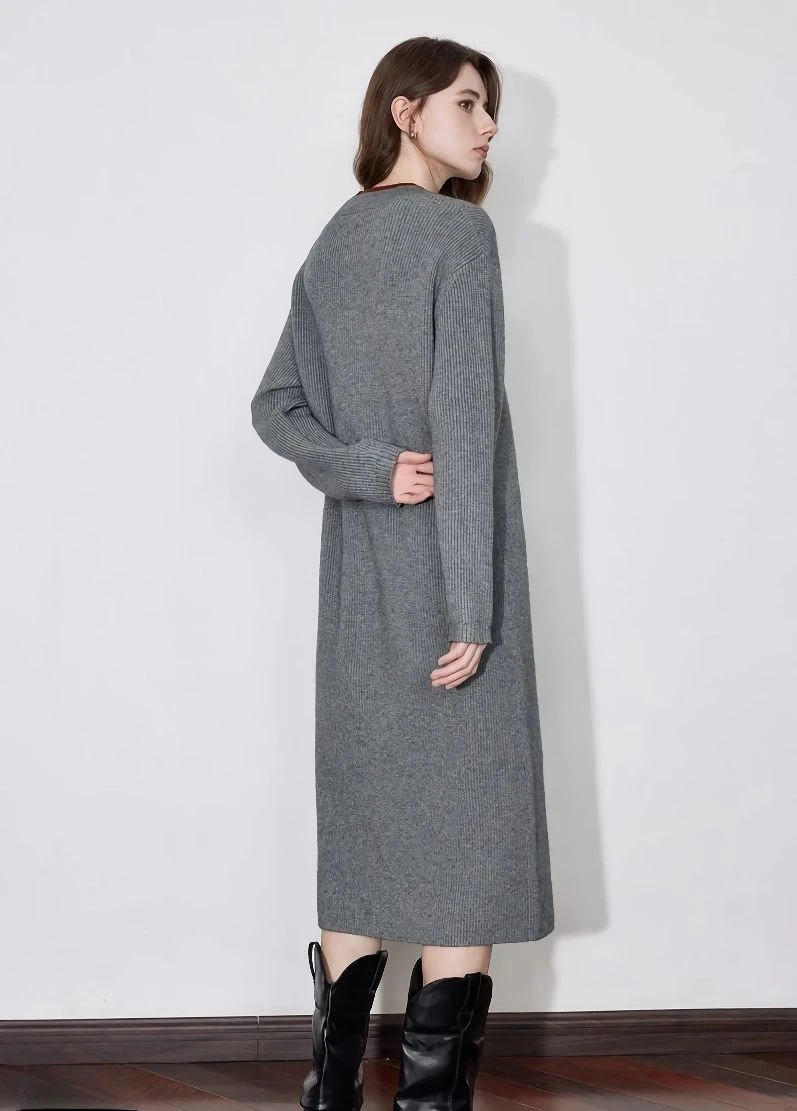 Winter Elegant Women’s A-Line Knitted Woolen Dress