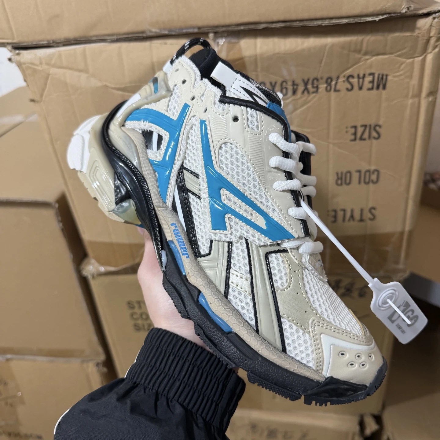 Balenciaga Track Sneaker – Cream & Sky Blue Edition