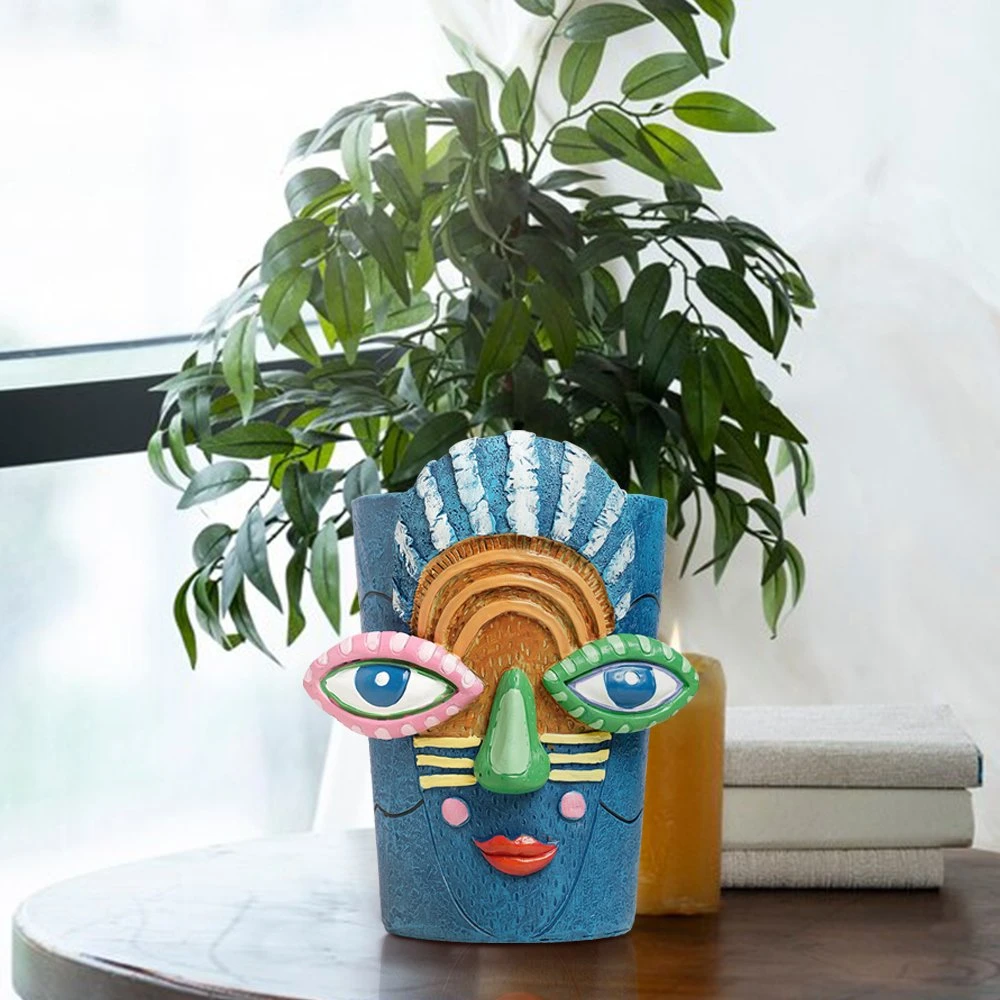Abstract Colorful Face Planter Pot