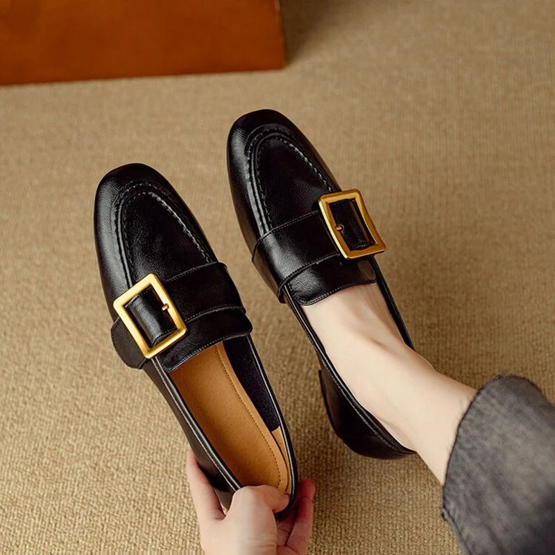 Women’s Leather Loafers with Buckle