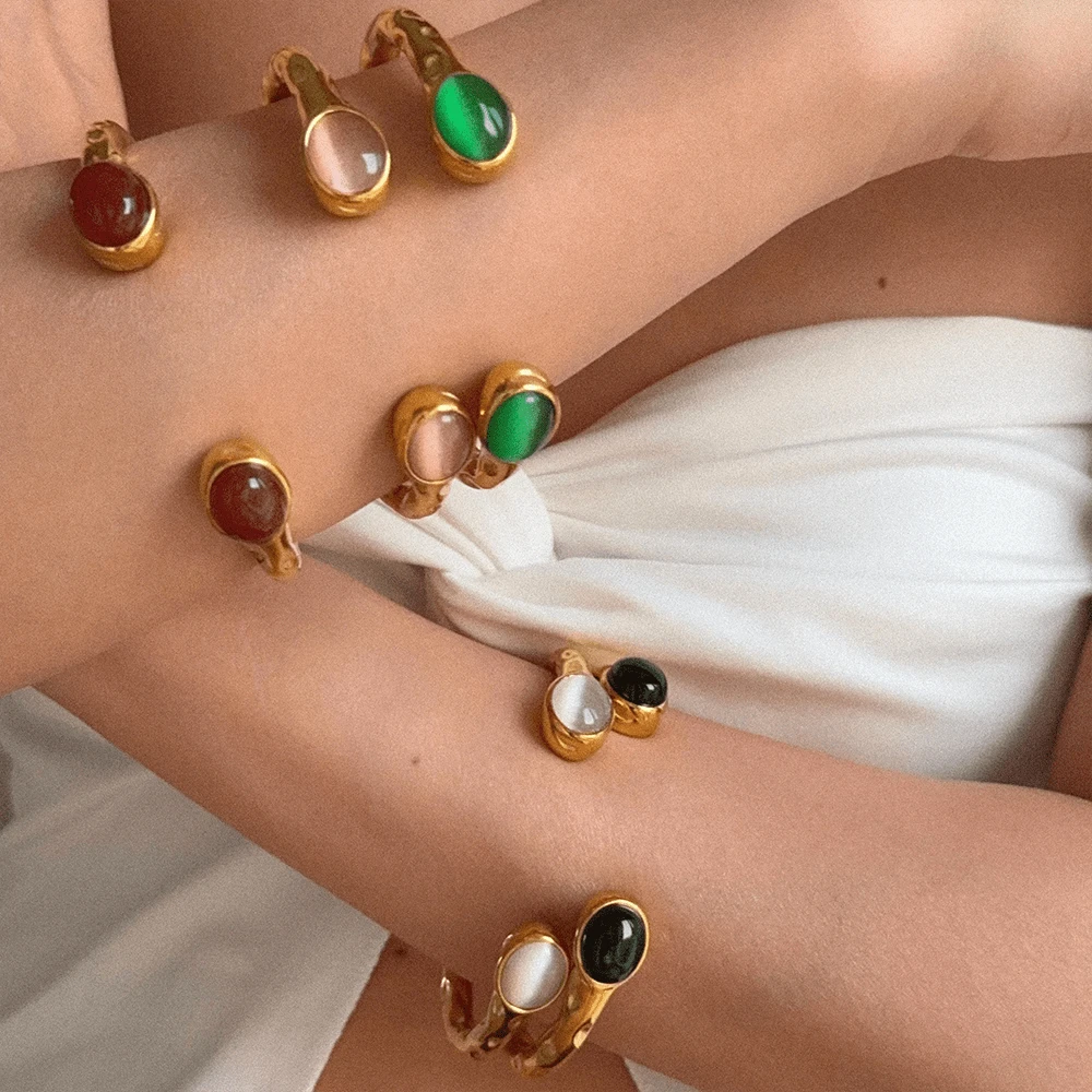 Gemstone Open Cuff Bangle