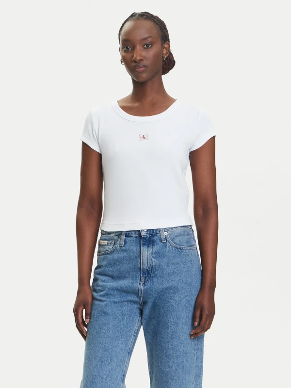 Calvin Klein Jeans Women's White Round Neck T-Shirt