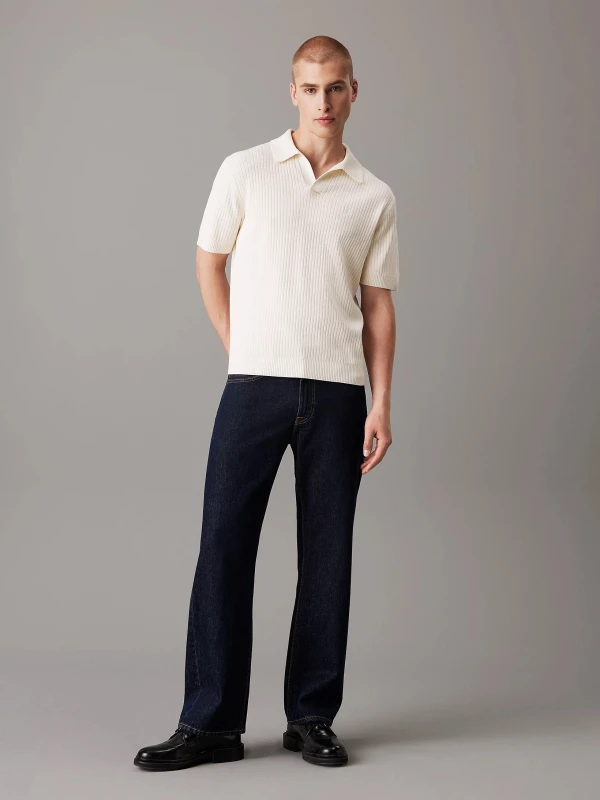 Calvin Klein Jeans Men's Beige Organic Cotton Polo for Spring/Summer