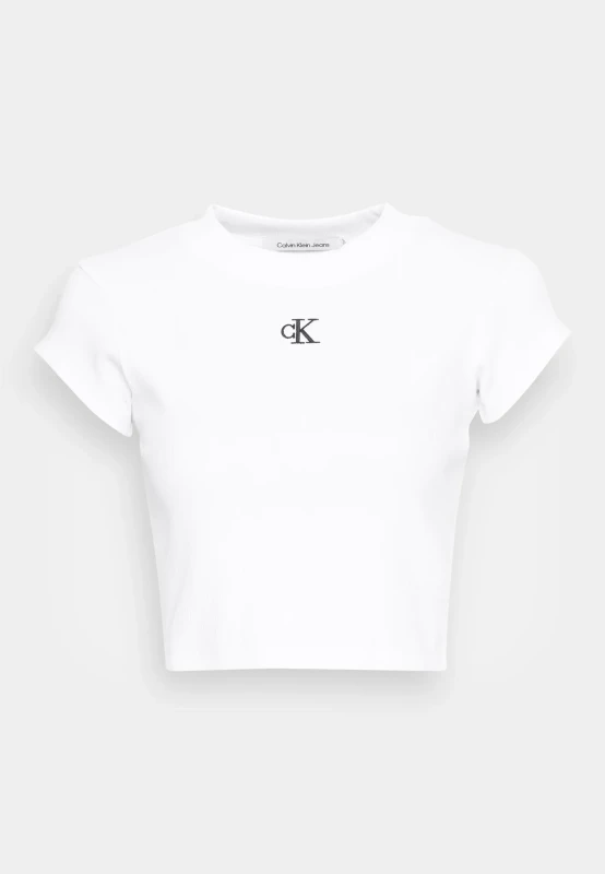 Calvin Klein Jeans Women's White Printed Round Neck T-Shirt