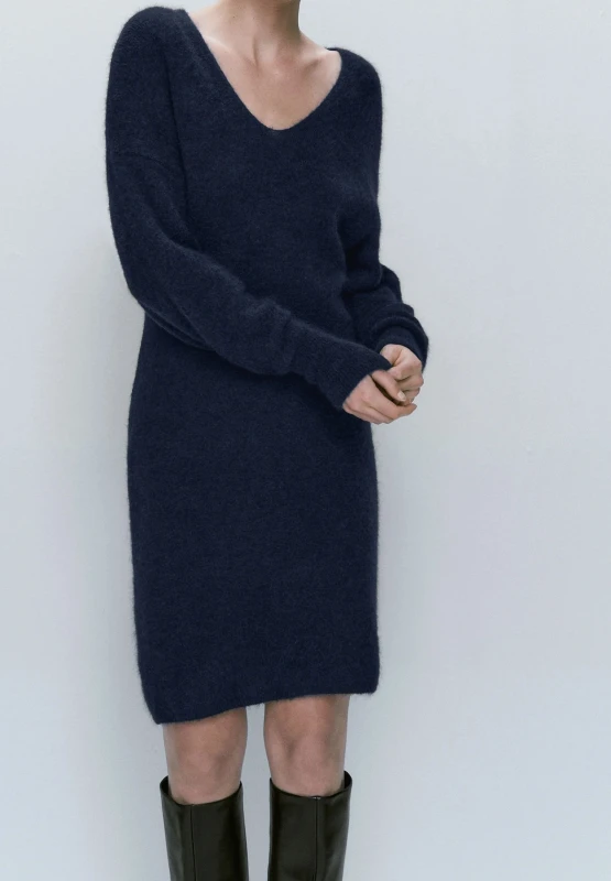 Ethereal V-Neck Knit Dress for Women