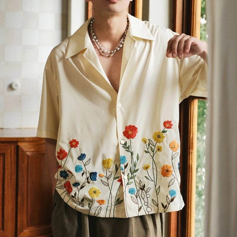 Men's Hawaiian Shirt – Casual Floral Short-Sleeved Vacation Top