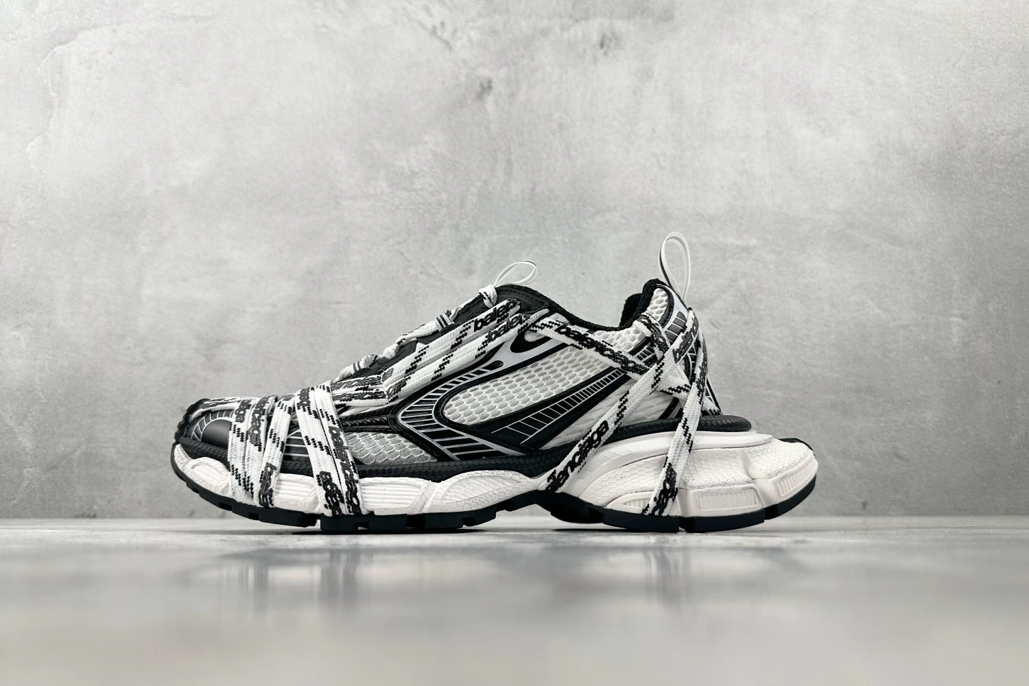 Balenciaga x Adidas Wrapped Lace Track Sneaker Black White Designer Luxury Running Shoe