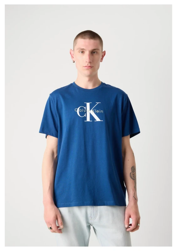 Calvin Klein Jeans Men's Blue Printed Cotton T-Shirt