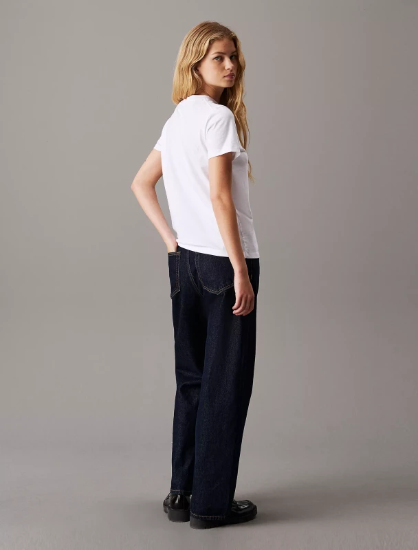 Calvin Klein Jeans Women’s White Print Cotton T-Shirt