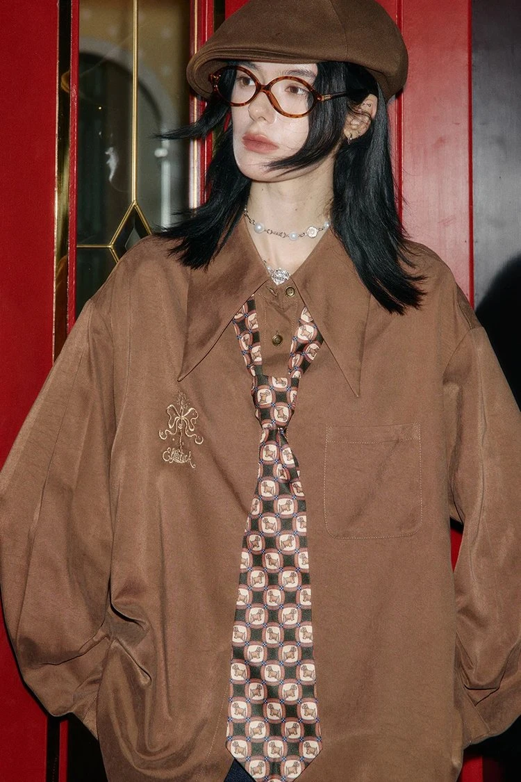 Casual Oversized Flannel Embroidered Shirt for Women