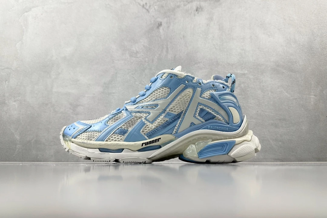 Balenciaga Runner Sky Blue White Distressed Designer Sneaker