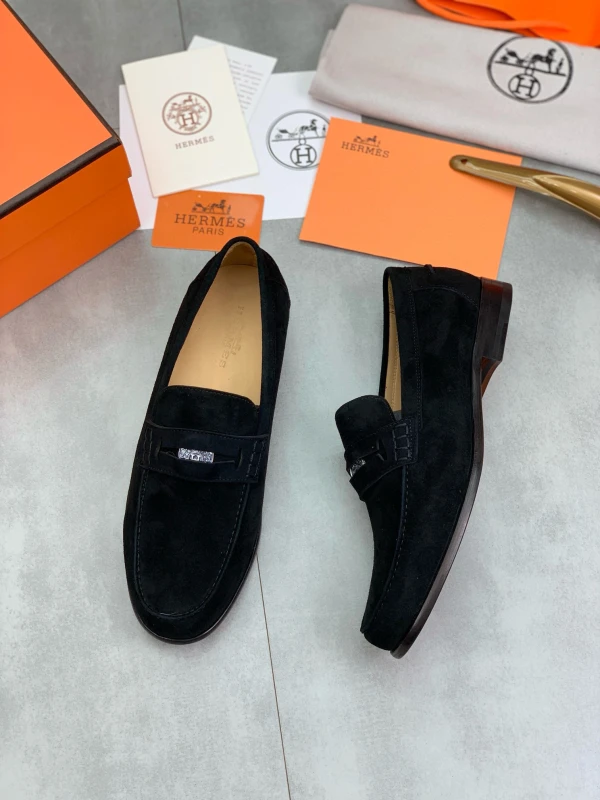 High-Shine Jet Black Hermès Men's Patent Leather Loafers
