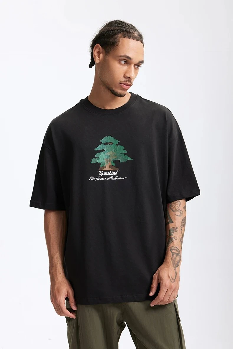 265G Heavyweight Cotton Print T-Shirt for Men