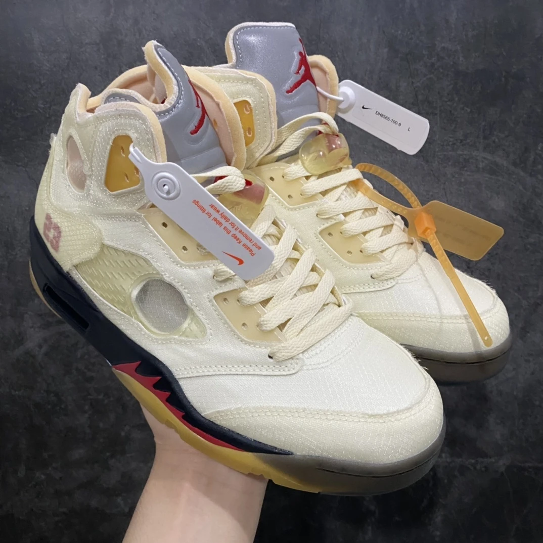 Air Jordan 5 Retro "Sail Canvas" Sneakers – Sail/Cream/Black