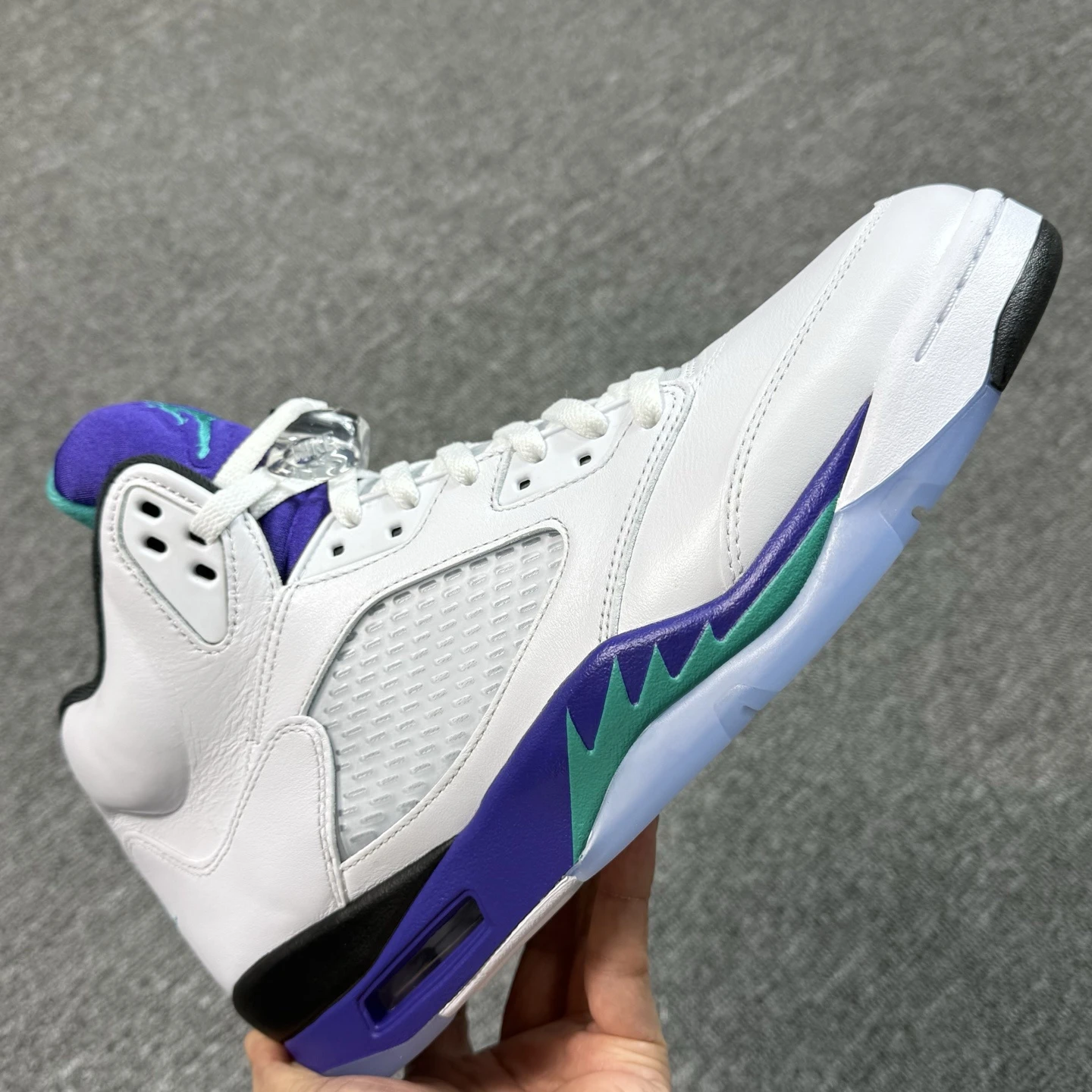 Air Jordan 5 Retro "Grape" Sneakers – White/Purple/Teal