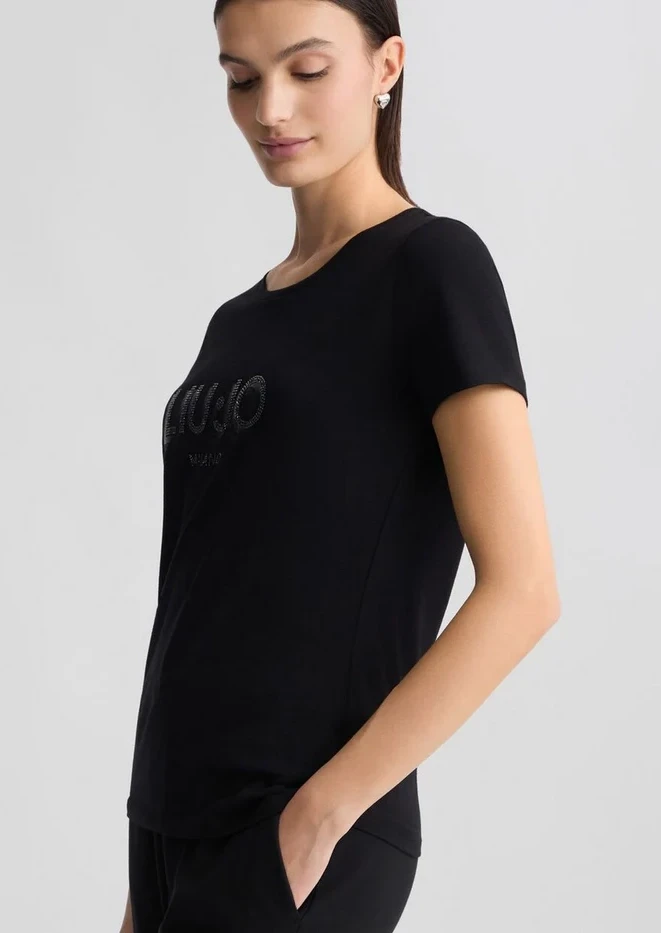 Liu Jo Women's Black Printed T-Shirt – Short Sleeve Cotton Tee