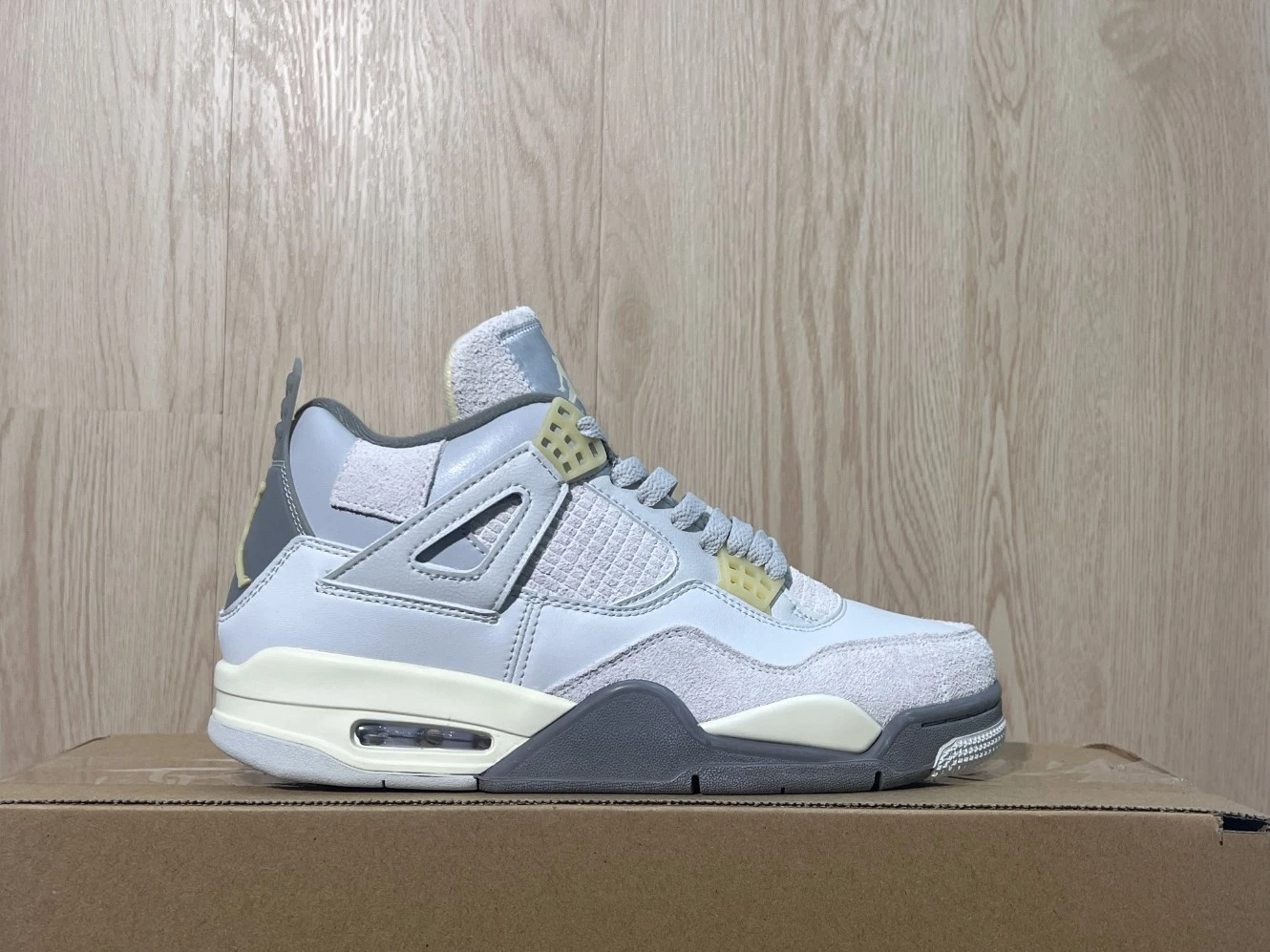 Nike Air Jordan 4 Retro White, Grey & Vintage Cream Sneakers