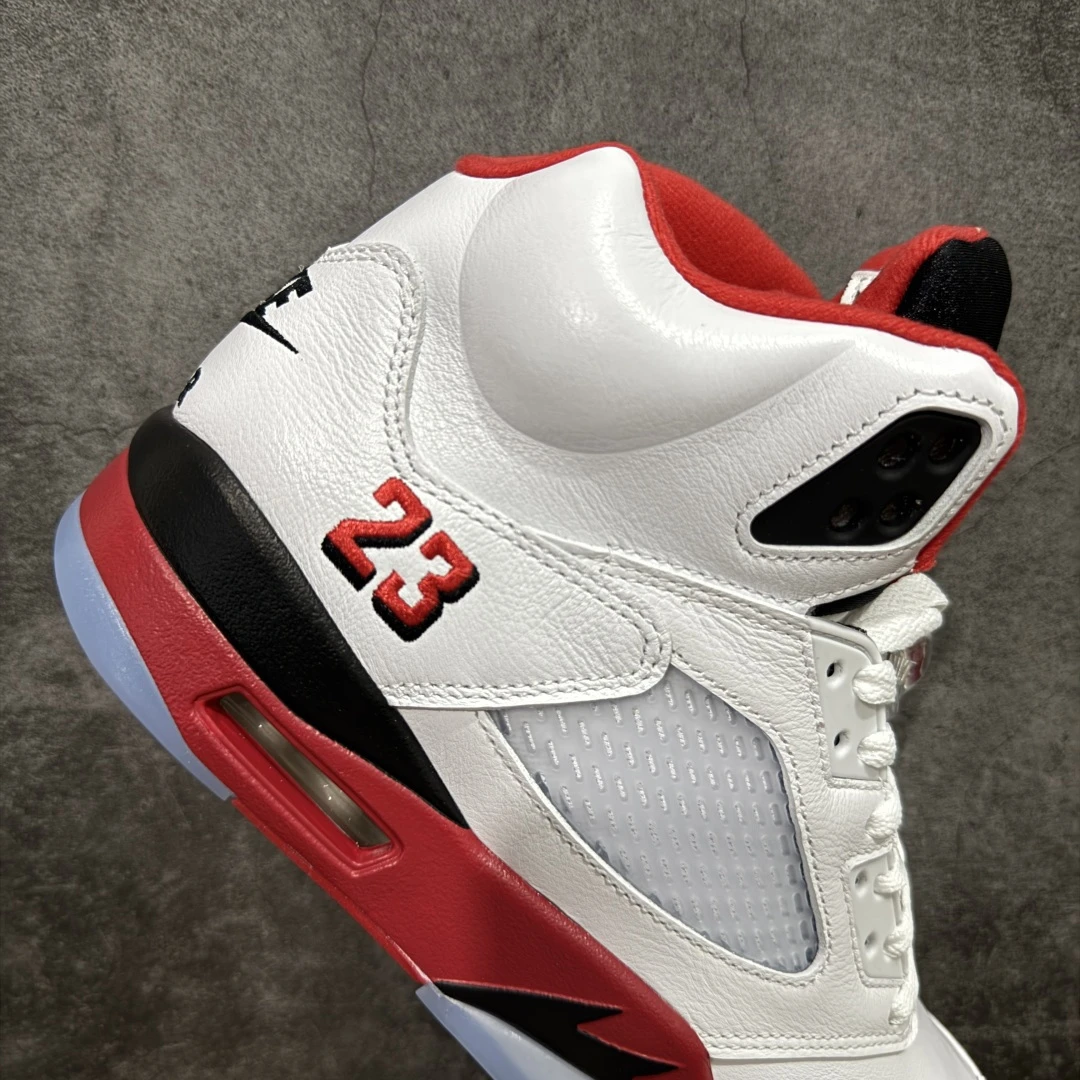 Air Jordan 5 Retro "Fire Red" Sneakers – White/Red/Black