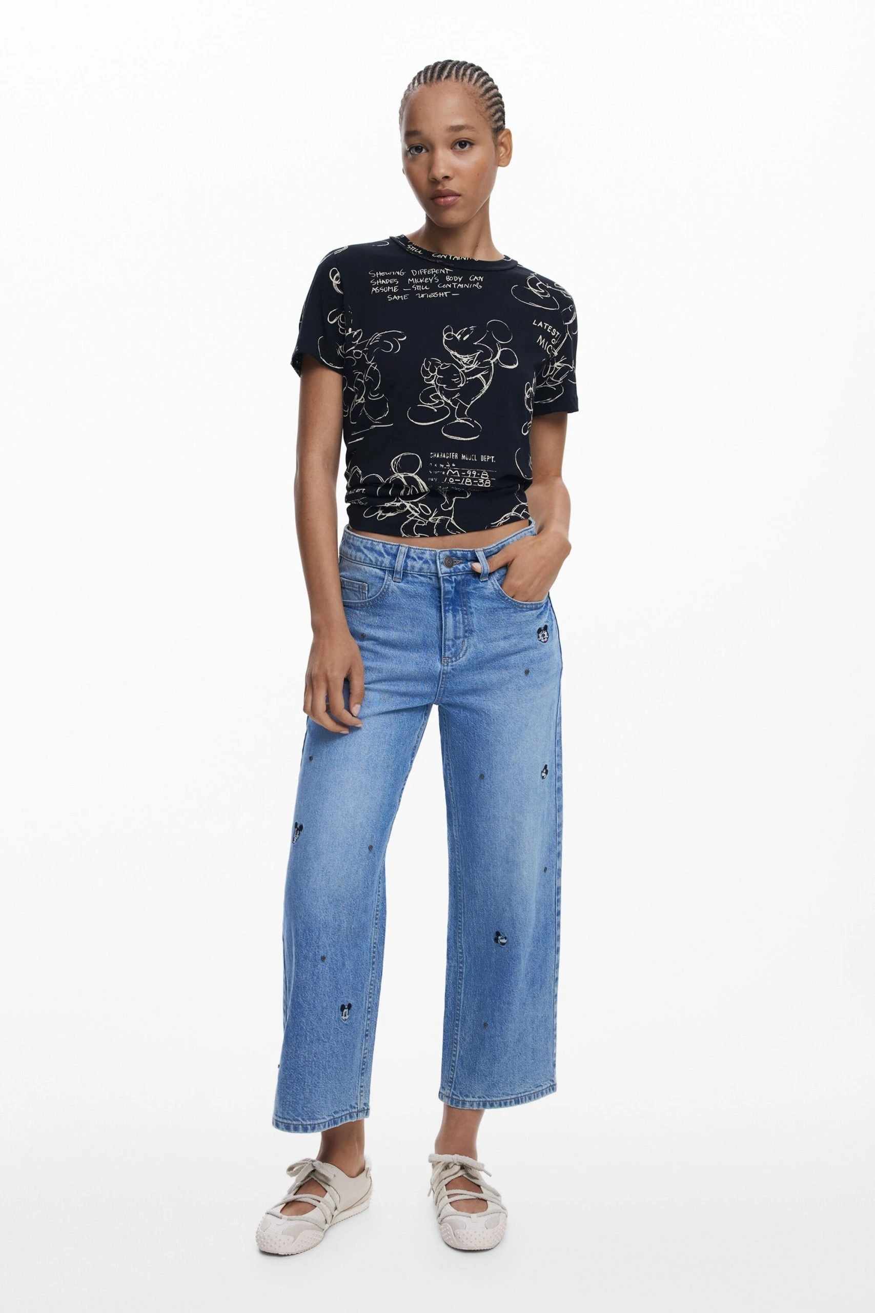 Desigual Women's Black Cotton Round Neck T-Shirt