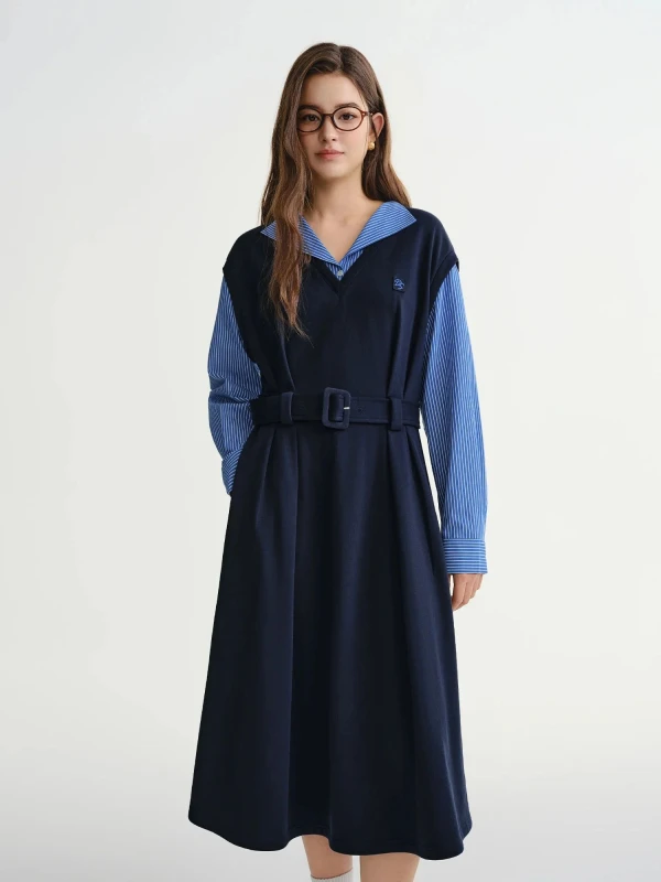 Plus Size Winter Waist-Defining Oversized Sweatshirt Dress