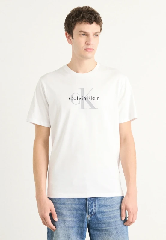 Calvin Klein Jeans Men's White Printed Cotton T-Shirt
