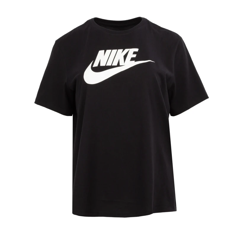 Nike Women's Black Cotton T-Shirt with Printed Design - Round Neck