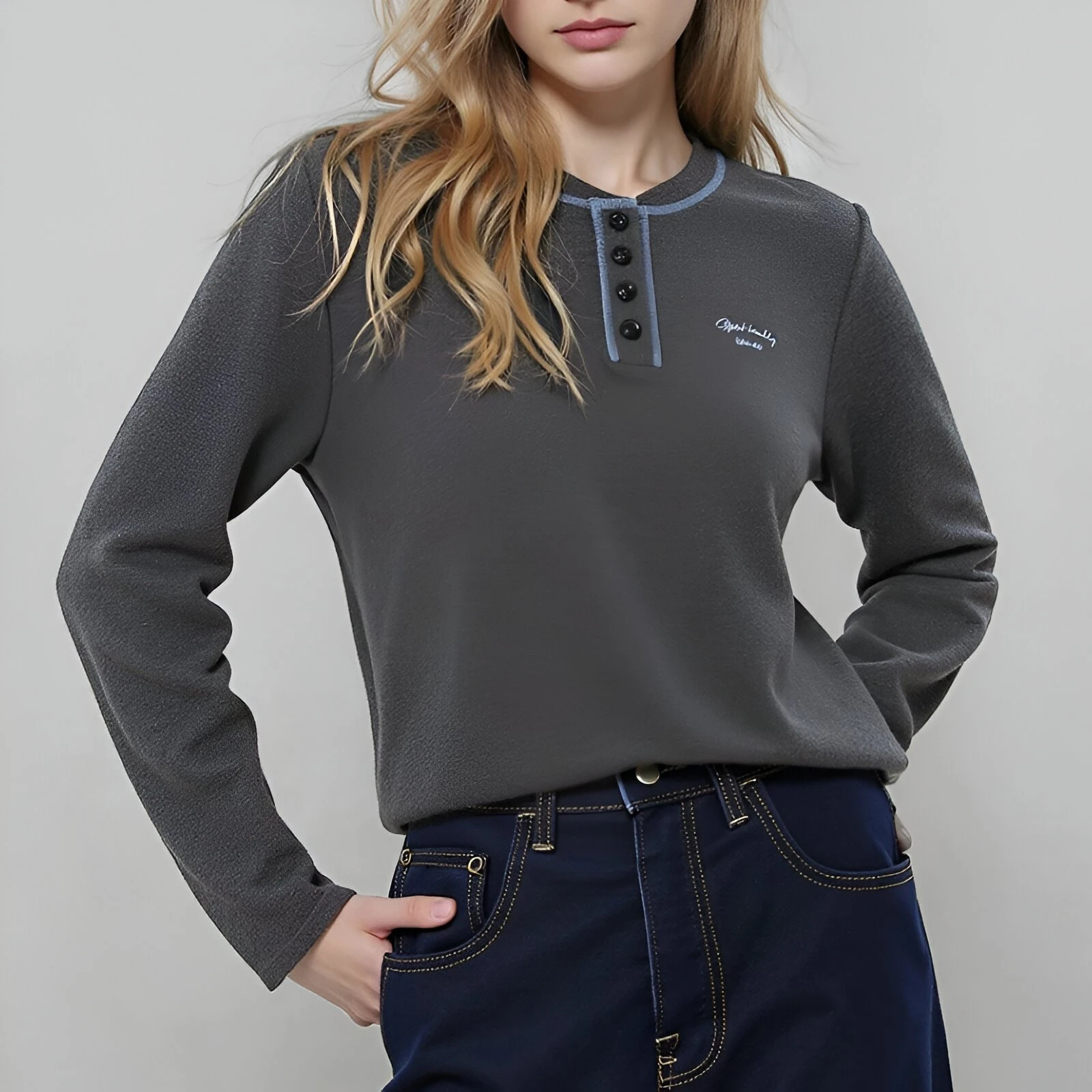 Women's Asymmetric Fitted Short-Sleeve Winter Top - Soft Cotton Spandex Contrast Design