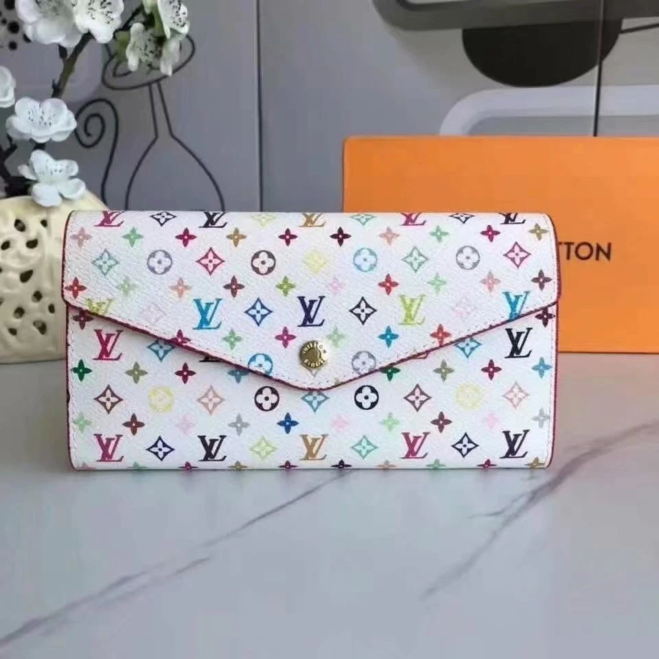 Louis Vuitton Sarah Wallet in White Monogram Multicolore Canvas